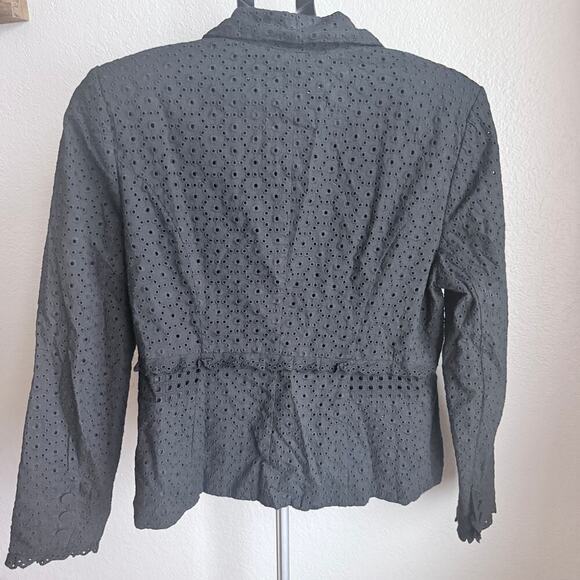 Cabi Flamenco Eyelet Jacket Classic Black Layering Style 5293 Sz 10 100% Cotton - Picture 3 of 5